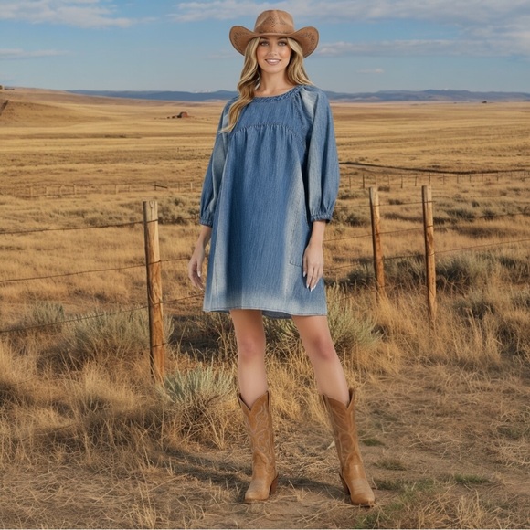day and moon Dresses & Skirts - DAY & MOON Washed out denim tunic dress S M L